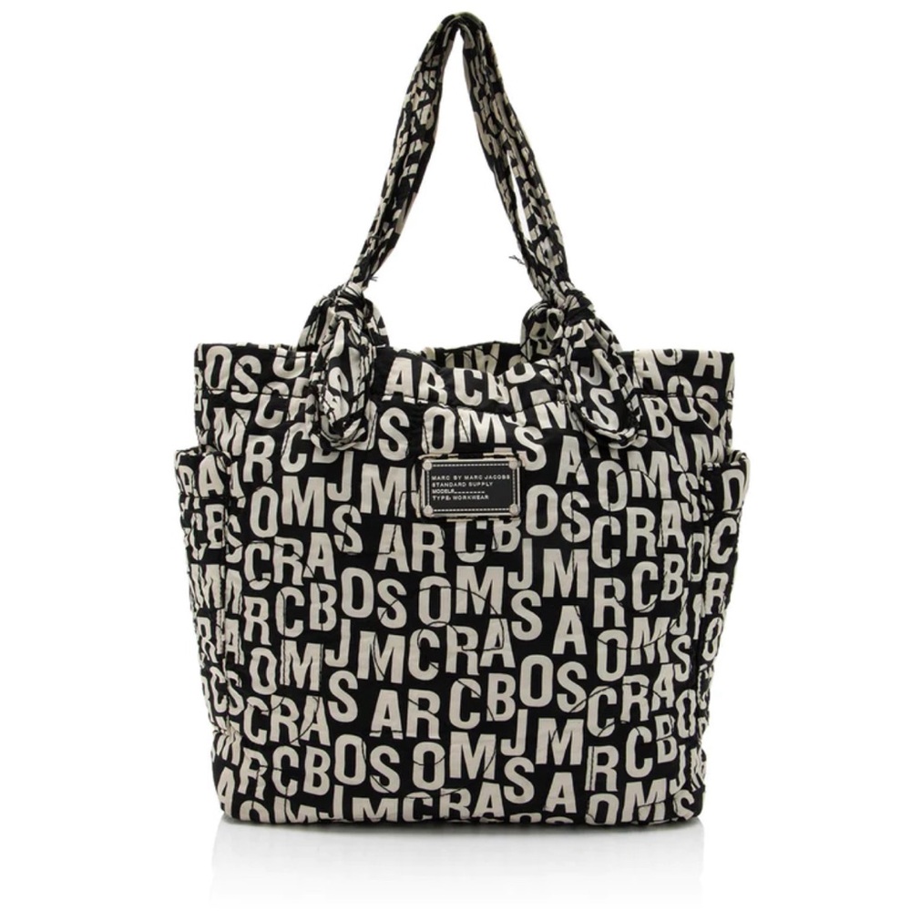 Marc By Marc Jacobs Quilted Black and White Nylon Logo Tote